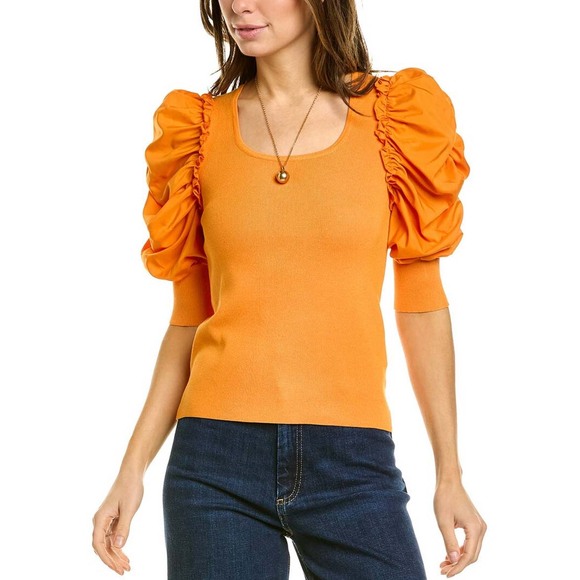 Nanette Lepore Ruched Sleeve Top Size Large NWT - Picture 1 of 10
